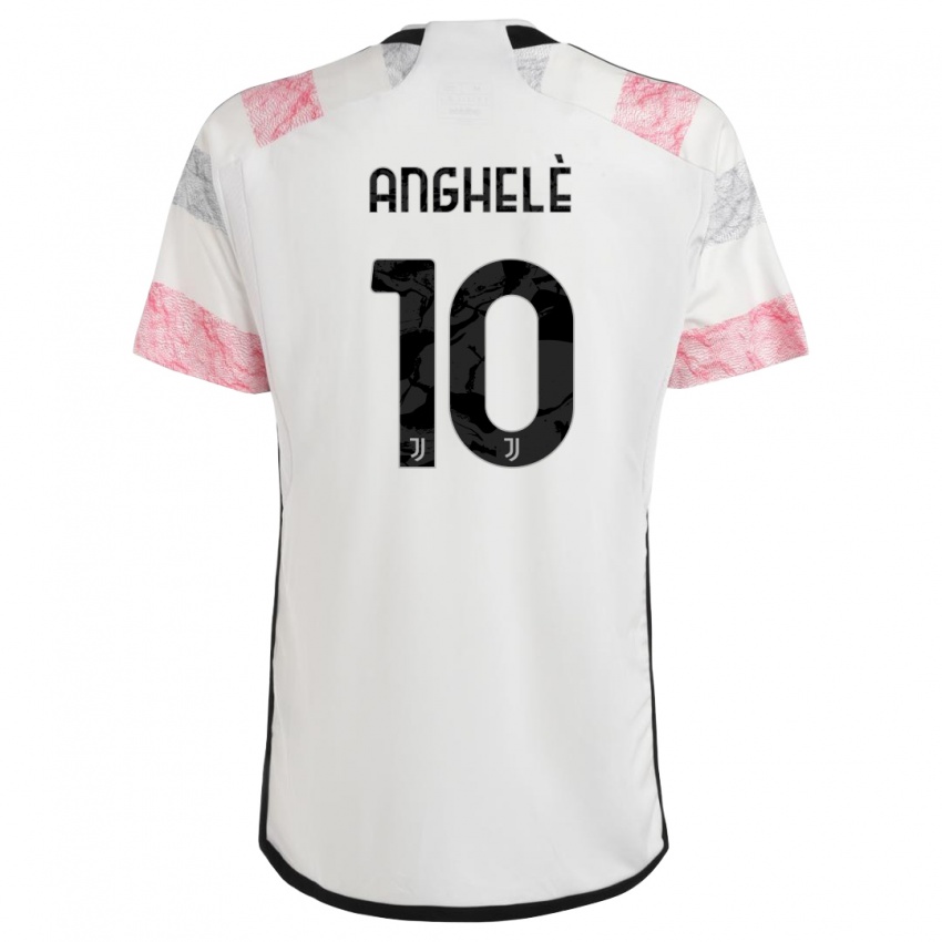 Męski Lorenzo Anghelè #10 Biały Różowy Wyjazdowa Koszulka 2023/24 Koszulki Klubowe