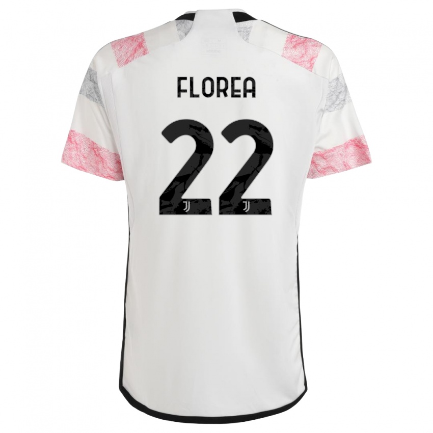 Męski Andrei Florea #22 Biały Różowy Wyjazdowa Koszulka 2023/24 Koszulki Klubowe