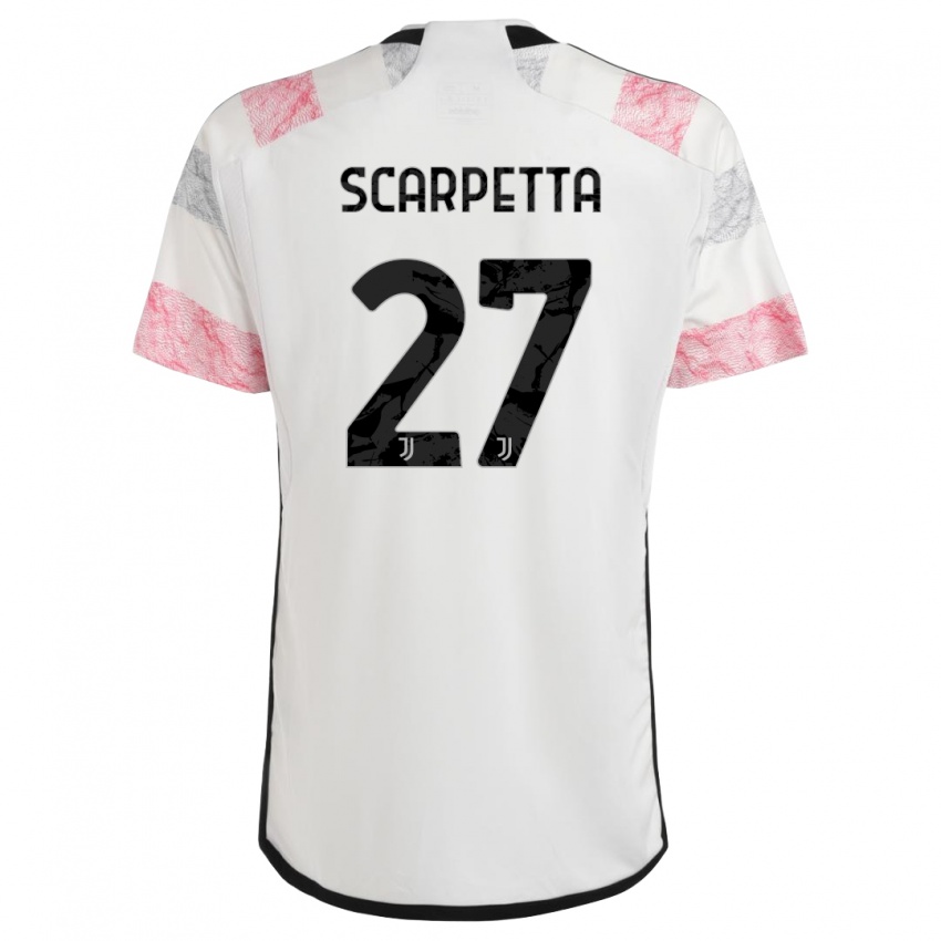 Męski Jacopo Scarpetta #27 Biały Różowy Wyjazdowa Koszulka 2023/24 Koszulki Klubowe