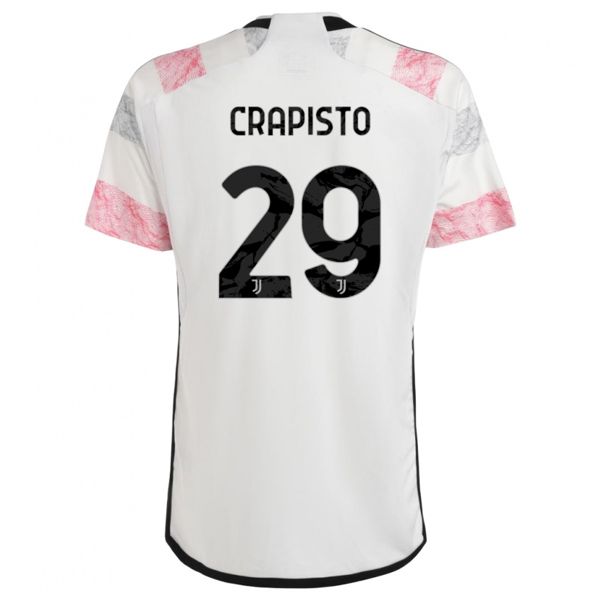 Męski Francesco Crapisto #29 Biały Różowy Wyjazdowa Koszulka 2023/24 Koszulki Klubowe
