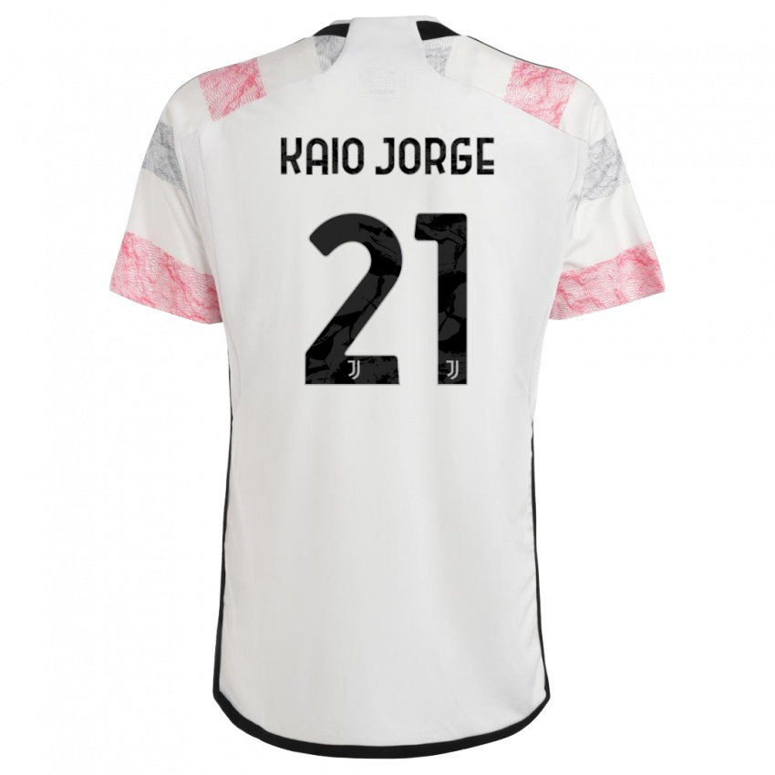 Męski Kaio Jorge #21 Biały Różowy Wyjazdowa Koszulka 2023/24 Koszulki Klubowe