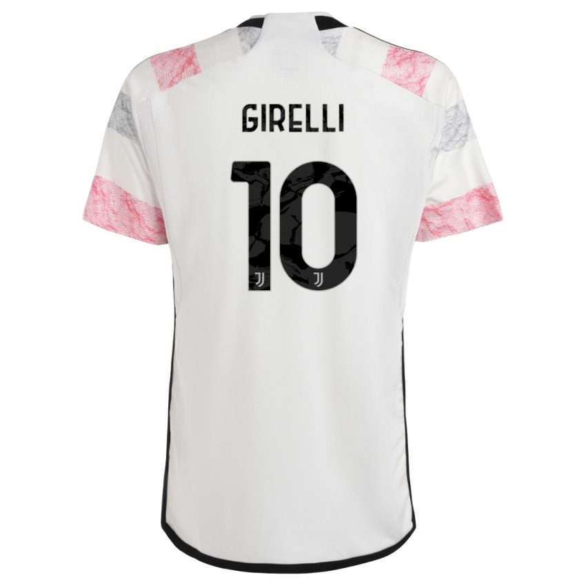 Męski Cristiana Girelli #10 Biały Różowy Wyjazdowa Koszulka 2023/24 Koszulki Klubowe