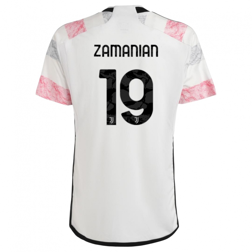Męski Annahita Zamanian #19 Biały Różowy Wyjazdowa Koszulka 2023/24 Koszulki Klubowe