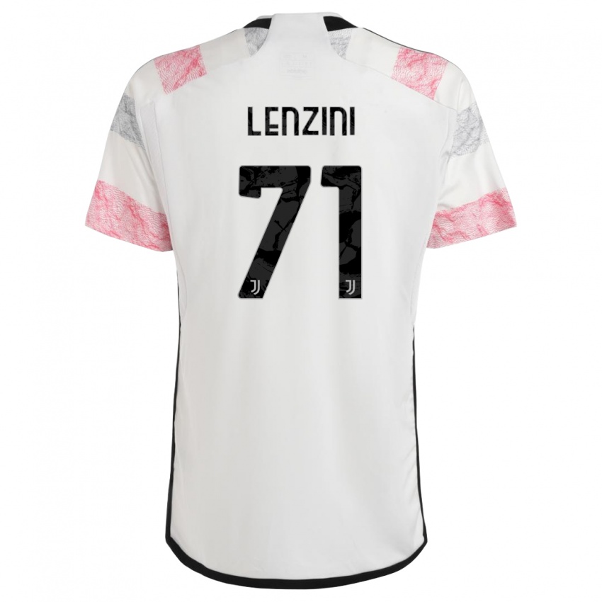 Męski Martina Lenzini #71 Biały Różowy Wyjazdowa Koszulka 2023/24 Koszulki Klubowe