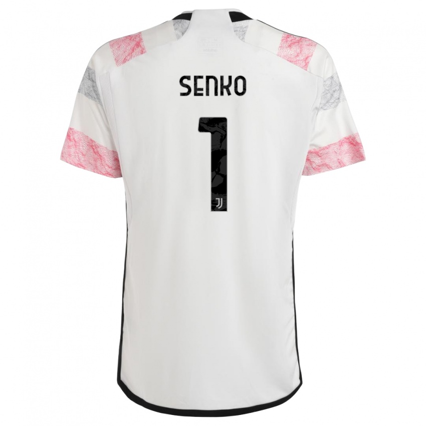 Męski Zsombor Senko #1 Biały Różowy Wyjazdowa Koszulka 2023/24 Koszulki Klubowe