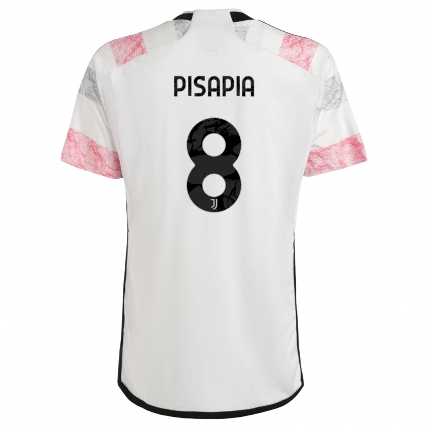 Męski Luciano Pisapia #8 Biały Różowy Wyjazdowa Koszulka 2023/24 Koszulki Klubowe