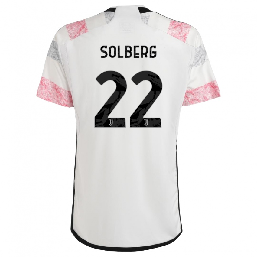 Męski Elias Solberg #22 Biały Różowy Wyjazdowa Koszulka 2023/24 Koszulki Klubowe