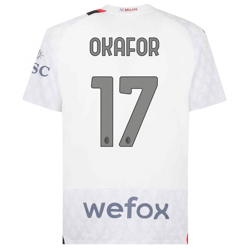 Męski Noah Okafor #17 Biały Wyjazdowa Koszulka 2023/24 Koszulki Klubowe