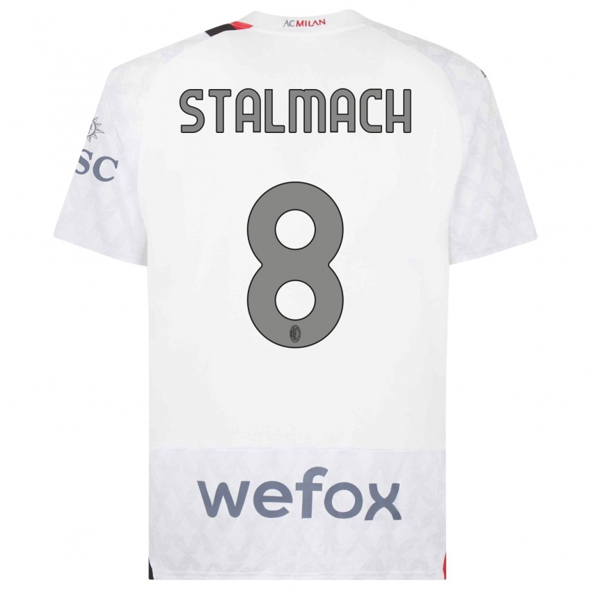 Męski Dariusz Stalmach #8 Biały Wyjazdowa Koszulka 2023/24 Koszulki Klubowe