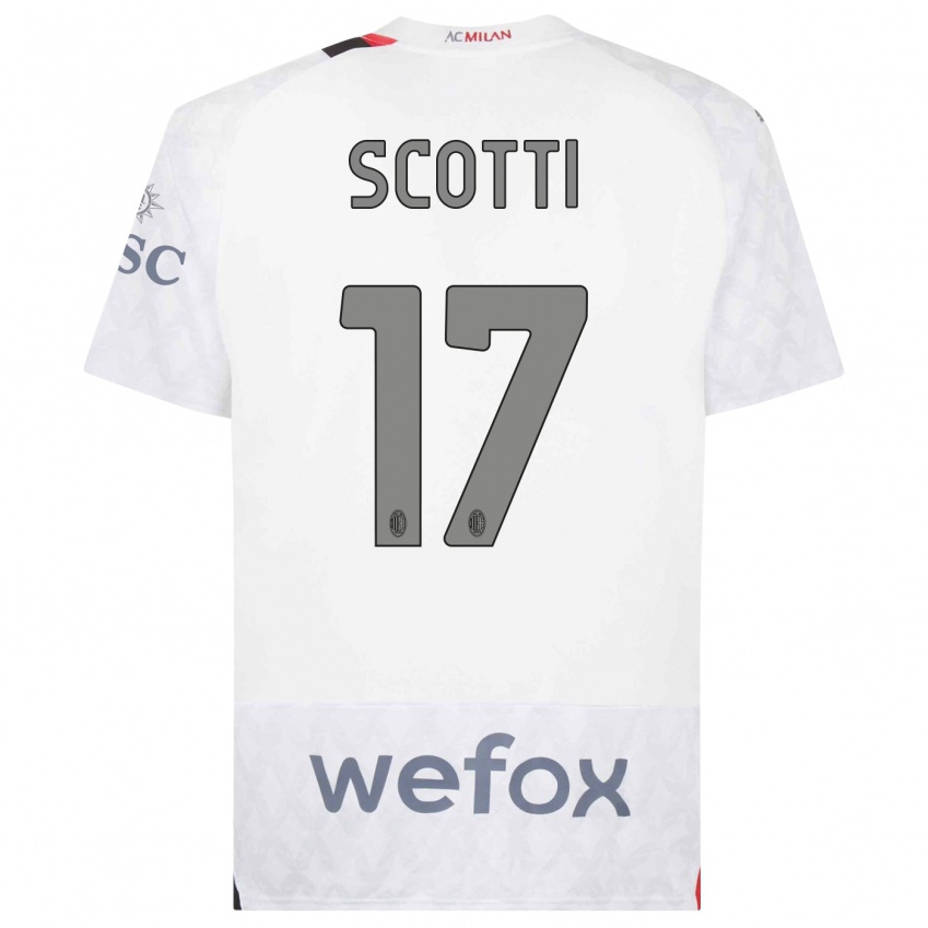 Męski Filippo Scotti #17 Biały Wyjazdowa Koszulka 2023/24 Koszulki Klubowe