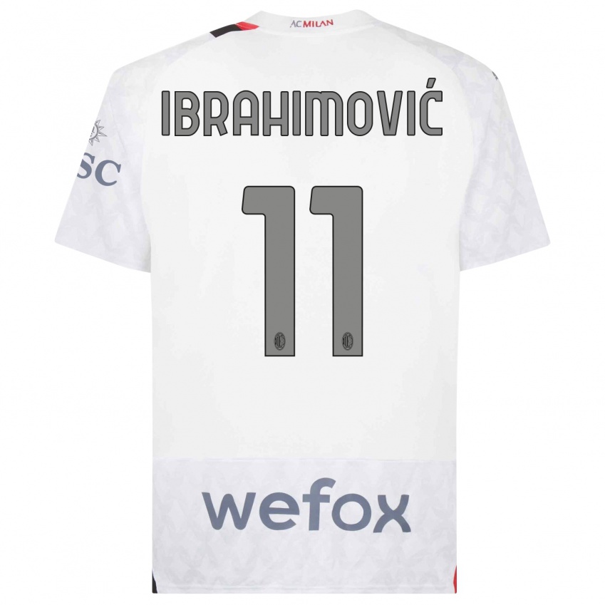Męski Zlatan Ibrahimovic #11 Biały Wyjazdowa Koszulka 2023/24 Koszulki Klubowe