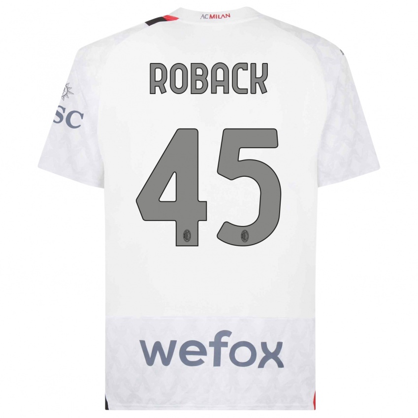 Męski Emil Roback #45 Biały Wyjazdowa Koszulka 2023/24 Koszulki Klubowe