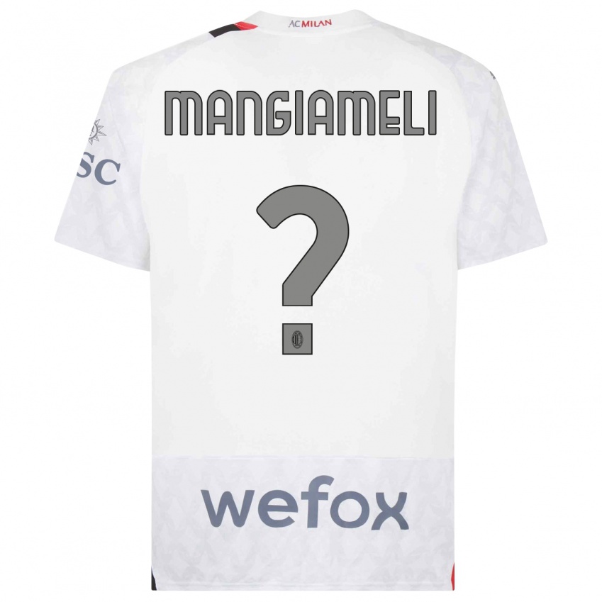 Męski Federico Mangiameli #0 Biały Wyjazdowa Koszulka 2023/24 Koszulki Klubowe