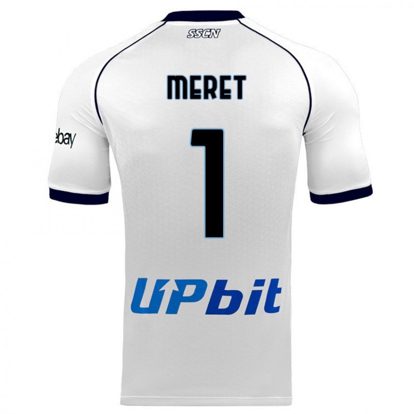 Męski Alex Meret #1 Biały Wyjazdowa Koszulka 2023/24 Koszulki Klubowe