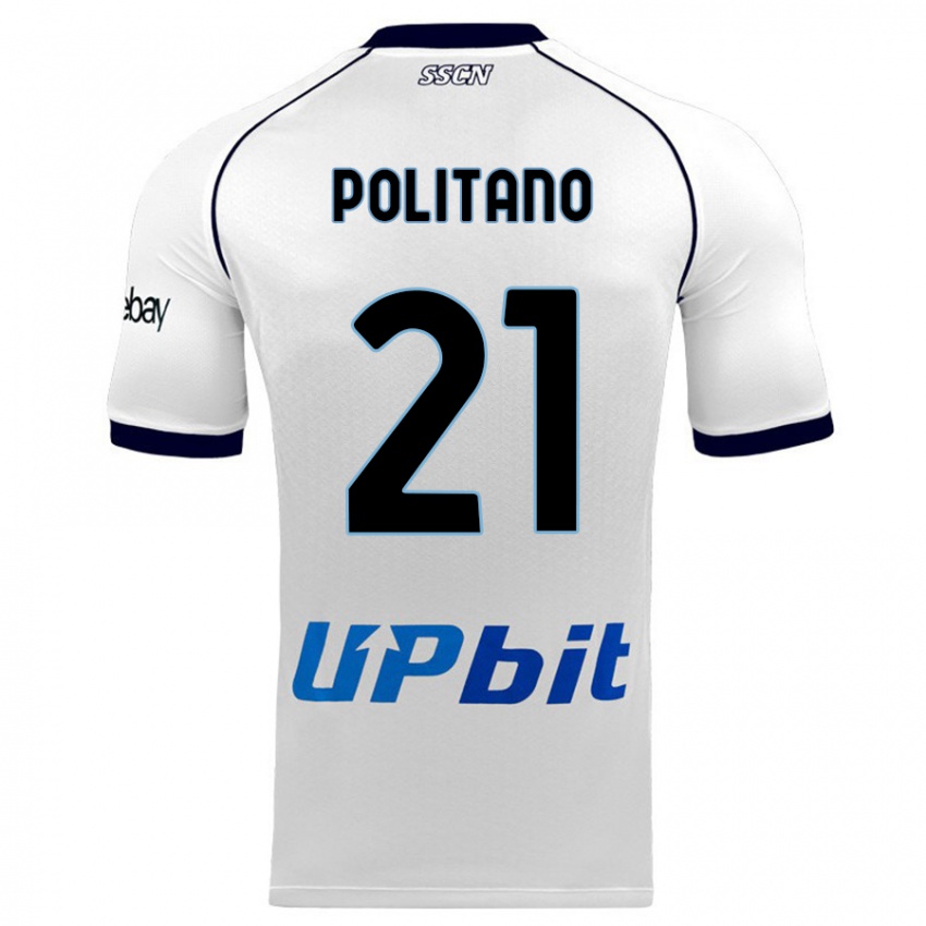 Męski Matteo Politano #21 Biały Wyjazdowa Koszulka 2023/24 Koszulki Klubowe