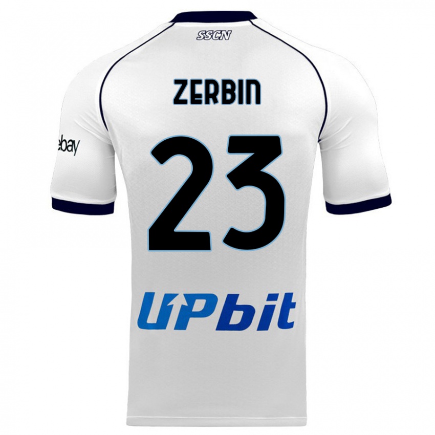 Męski Alessio Zerbin #23 Biały Wyjazdowa Koszulka 2023/24 Koszulki Klubowe