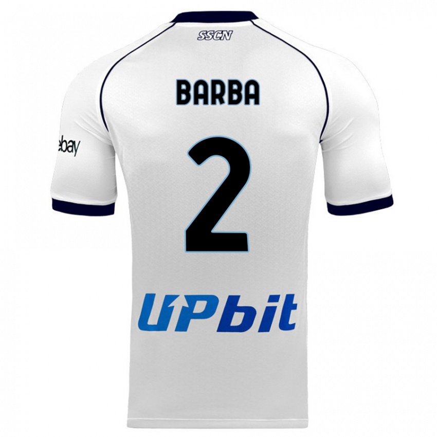 Męski Benedetto Barba #2 Biały Wyjazdowa Koszulka 2023/24 Koszulki Klubowe