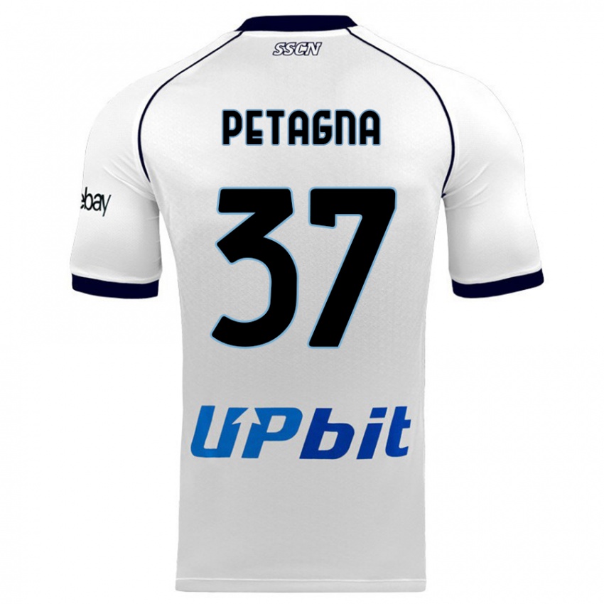Męski Andrea Petagna #37 Biały Wyjazdowa Koszulka 2023/24 Koszulki Klubowe