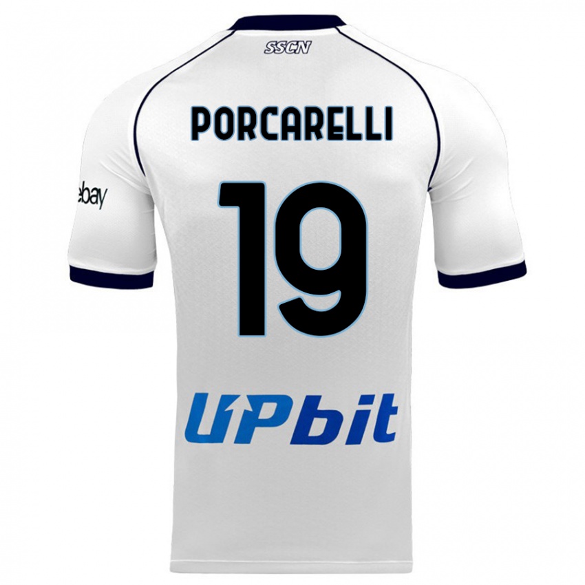 Męski Maddelena Porcarelli #19 Biały Wyjazdowa Koszulka 2023/24 Koszulki Klubowe