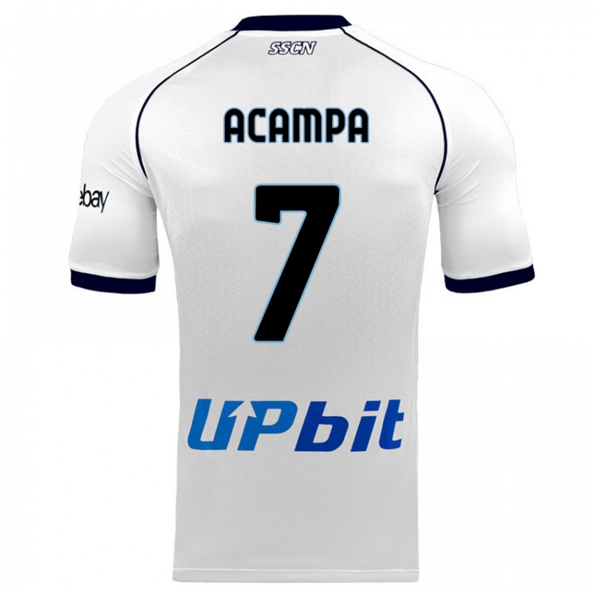 Męski Davide Acampa #7 Biały Wyjazdowa Koszulka 2023/24 Koszulki Klubowe
