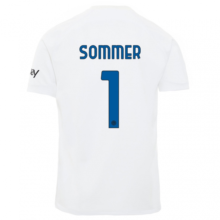 Męski Yann Sommer #1 Biały Wyjazdowa Koszulka 2023/24 Koszulki Klubowe