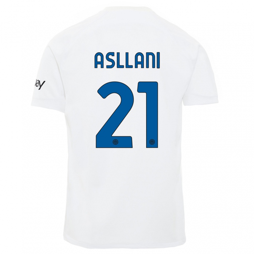 Męski Kristjan Asllani #21 Biały Wyjazdowa Koszulka 2023/24 Koszulki Klubowe