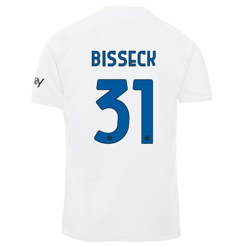Męski Yann Bisseck #31 Biały Wyjazdowa Koszulka 2023/24 Koszulki Klubowe