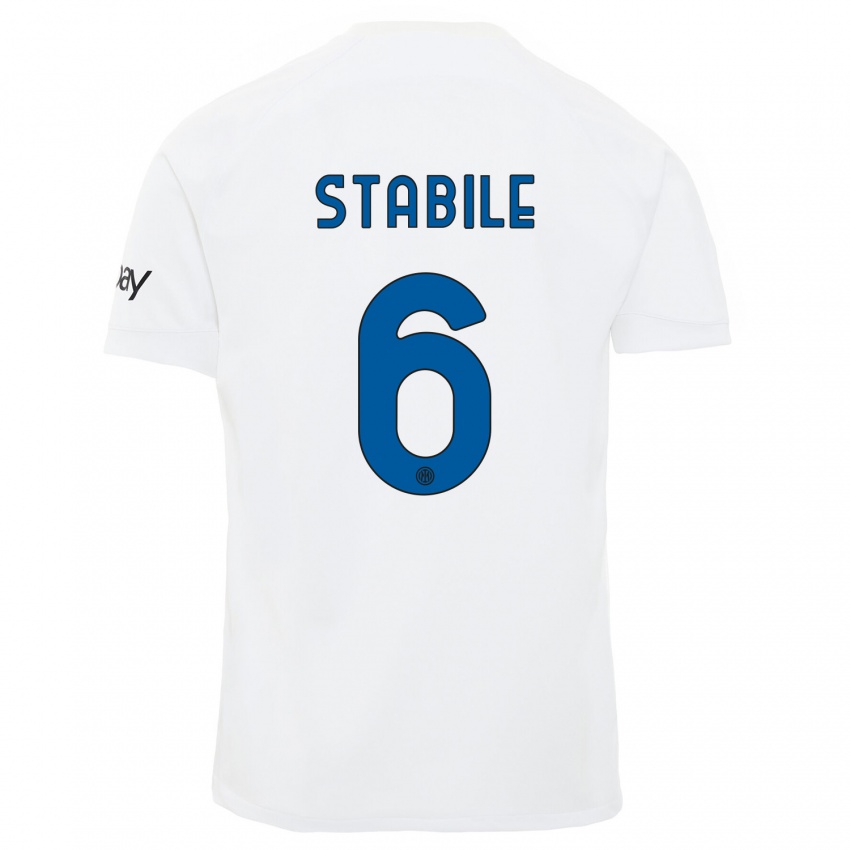 Męski Giacomo Stabile #6 Biały Wyjazdowa Koszulka 2023/24 Koszulki Klubowe
