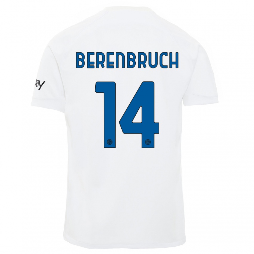 Męski Thomas Berenbruch #14 Biały Wyjazdowa Koszulka 2023/24 Koszulki Klubowe