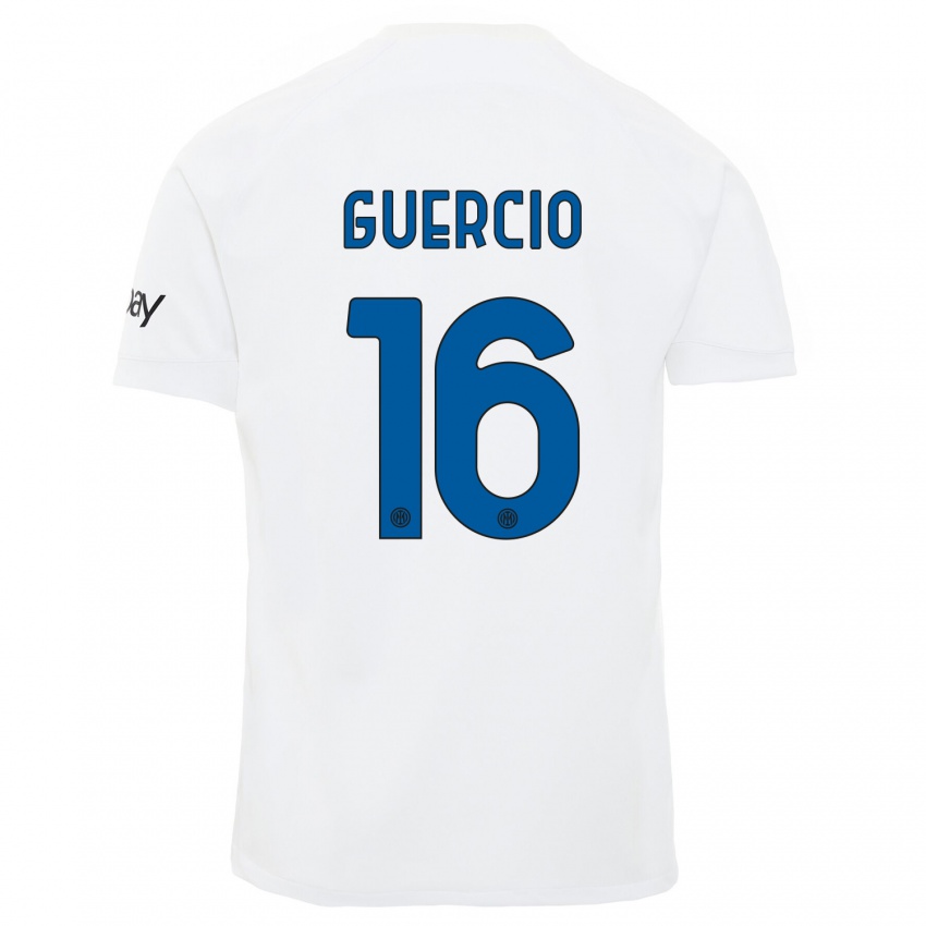 Męski Tommaso Guercio #16 Biały Wyjazdowa Koszulka 2023/24 Koszulki Klubowe