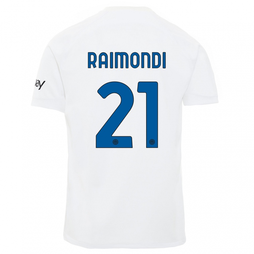 Męski Paolo Raimondi #21 Biały Wyjazdowa Koszulka 2023/24 Koszulki Klubowe
