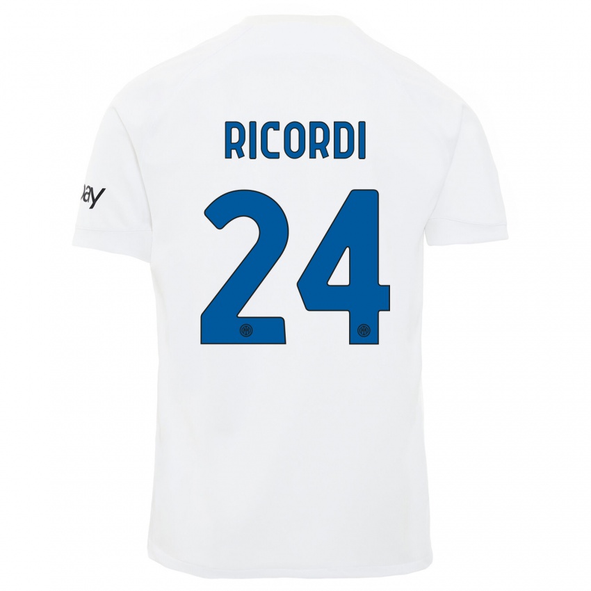 Męski Tommaso Ricordi #24 Biały Wyjazdowa Koszulka 2023/24 Koszulki Klubowe