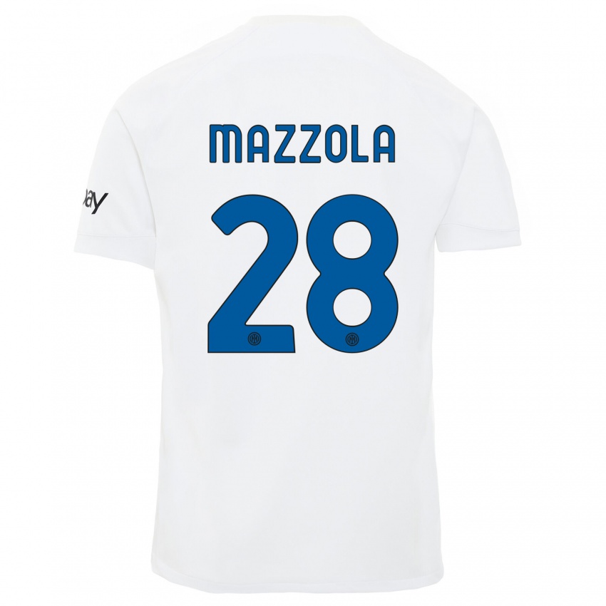 Męski Giuseppe Mazzola #28 Biały Wyjazdowa Koszulka 2023/24 Koszulki Klubowe