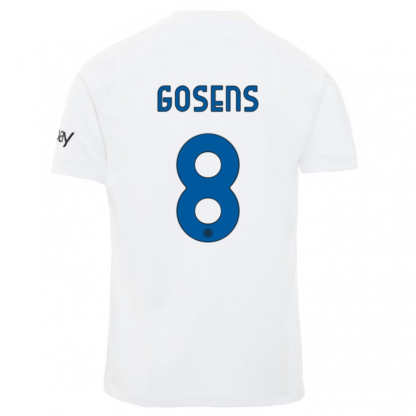 Męski Robin Gosens #8 Biały Wyjazdowa Koszulka 2023/24 Koszulki Klubowe