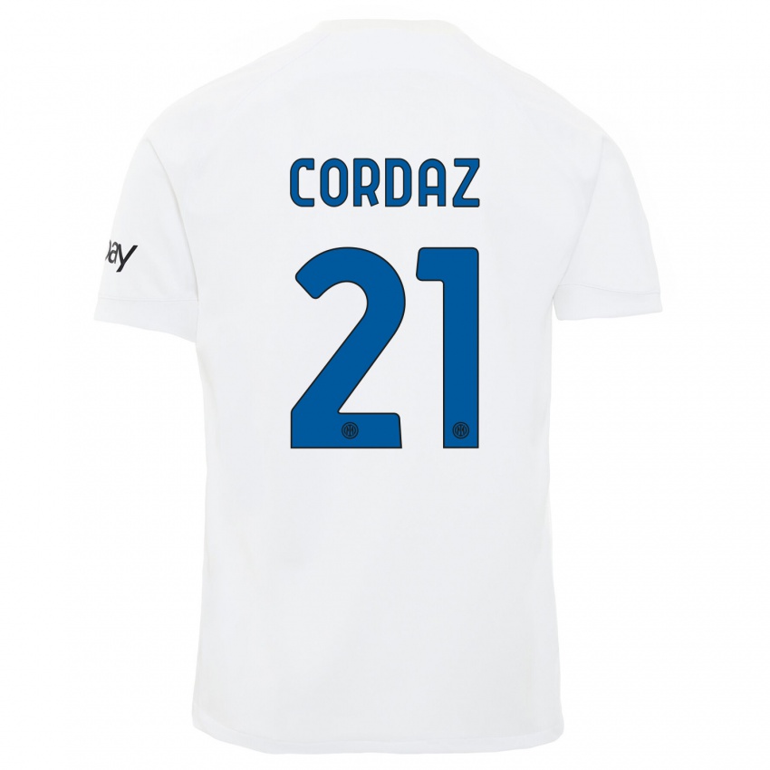 Męski Alex Cordaz #21 Biały Wyjazdowa Koszulka 2023/24 Koszulki Klubowe