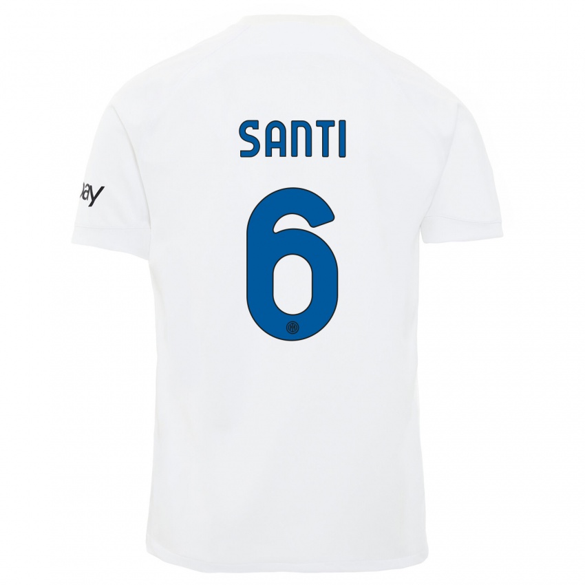 Męski Irene Santi #6 Biały Wyjazdowa Koszulka 2023/24 Koszulki Klubowe