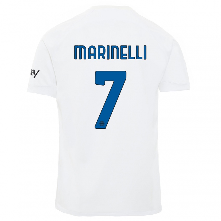 Męski Gloria Marinelli #7 Biały Wyjazdowa Koszulka 2023/24 Koszulki Klubowe
