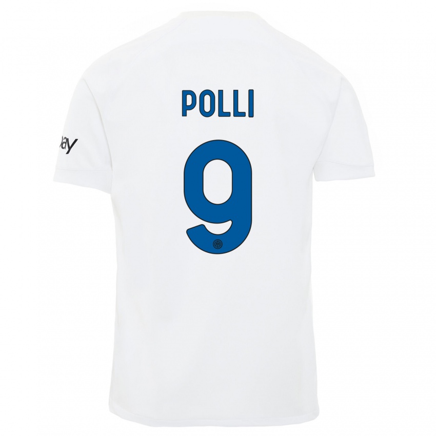 Męski Elisa Polli #9 Biały Wyjazdowa Koszulka 2023/24 Koszulki Klubowe