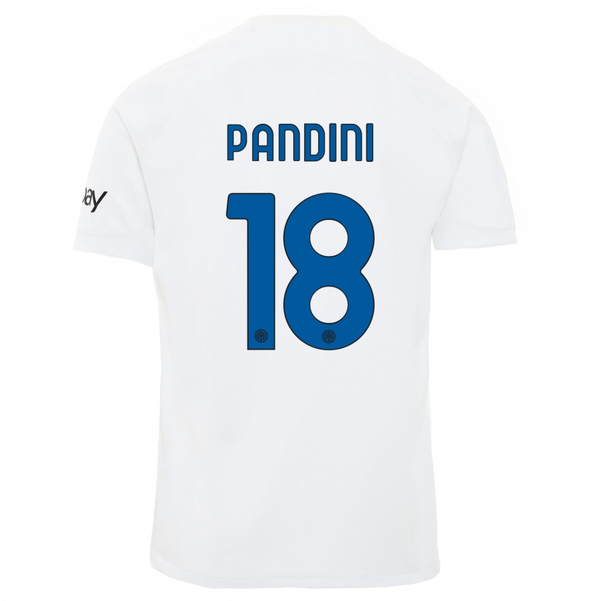Męski Marta Pandini #18 Biały Wyjazdowa Koszulka 2023/24 Koszulki Klubowe