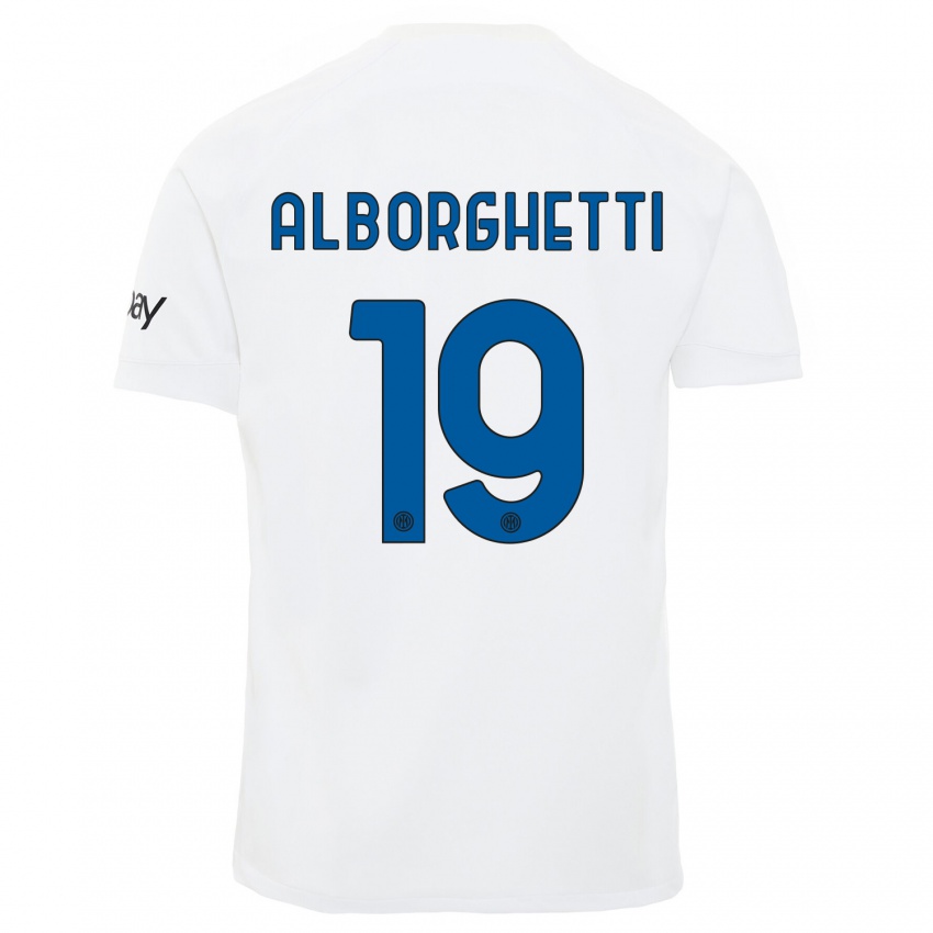 Męski Lisa Alborghetti #19 Biały Wyjazdowa Koszulka 2023/24 Koszulki Klubowe