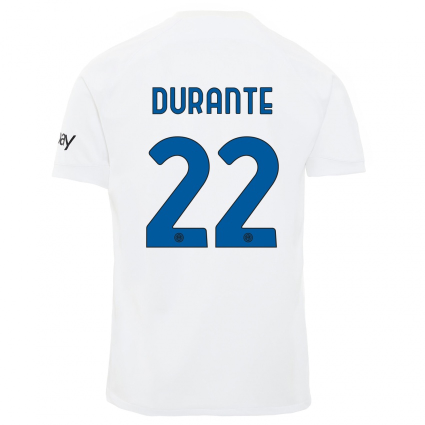 Męski Francesca Durante #22 Biały Wyjazdowa Koszulka 2023/24 Koszulki Klubowe