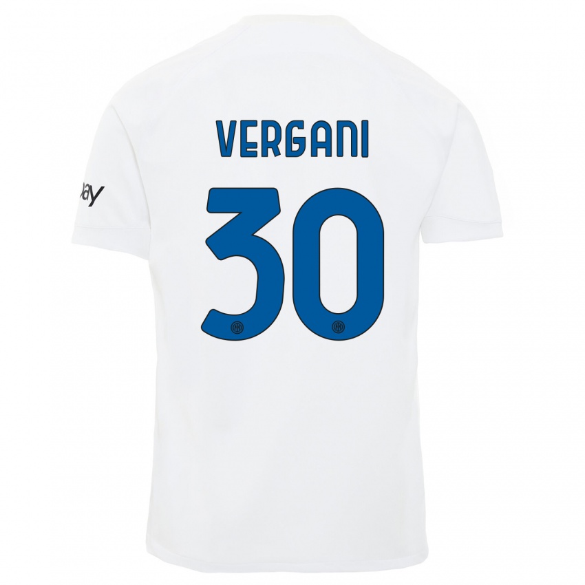 Męski Bianca Vergani #30 Biały Wyjazdowa Koszulka 2023/24 Koszulki Klubowe