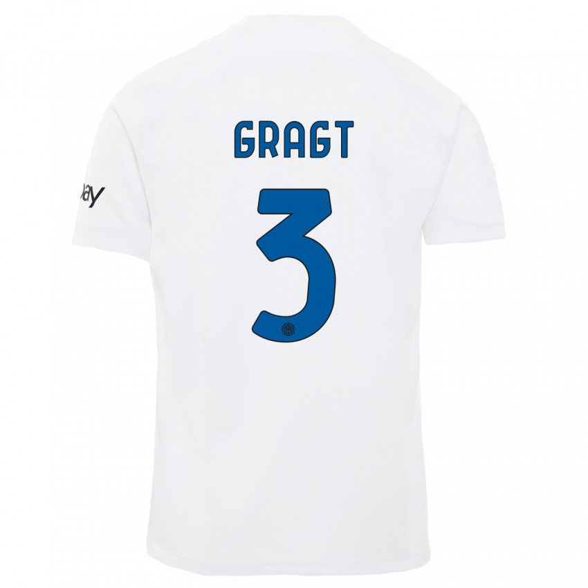 Męski Stefanie Van Der Gragt #3 Biały Wyjazdowa Koszulka 2023/24 Koszulki Klubowe