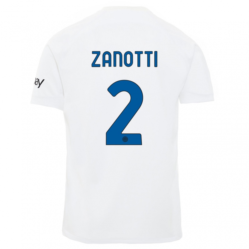 Męski Mattia Zanotti #2 Biały Wyjazdowa Koszulka 2023/24 Koszulki Klubowe