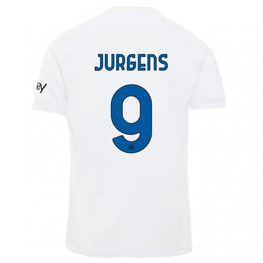 Męski Oliver Jurgens #9 Biały Wyjazdowa Koszulka 2023/24 Koszulki Klubowe