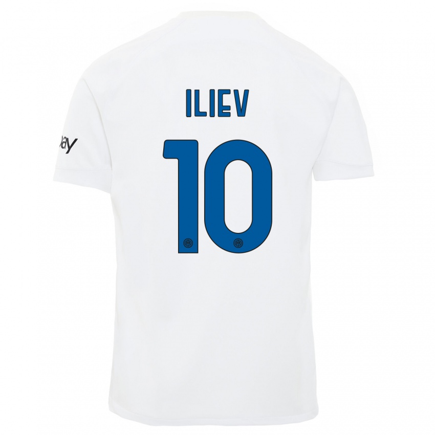 Męski Nikola Iliev #10 Biały Wyjazdowa Koszulka 2023/24 Koszulki Klubowe