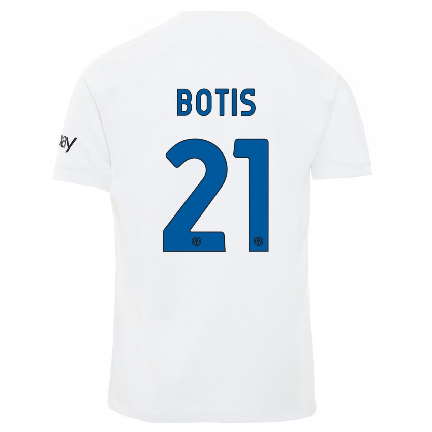 Męski Nikolaos Botis #21 Biały Wyjazdowa Koszulka 2023/24 Koszulki Klubowe