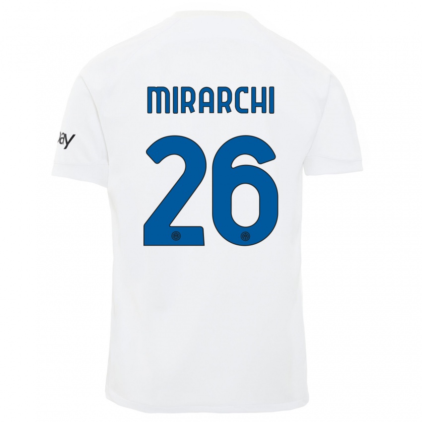 Męski Mattia Mirarchi #26 Biały Wyjazdowa Koszulka 2023/24 Koszulki Klubowe
