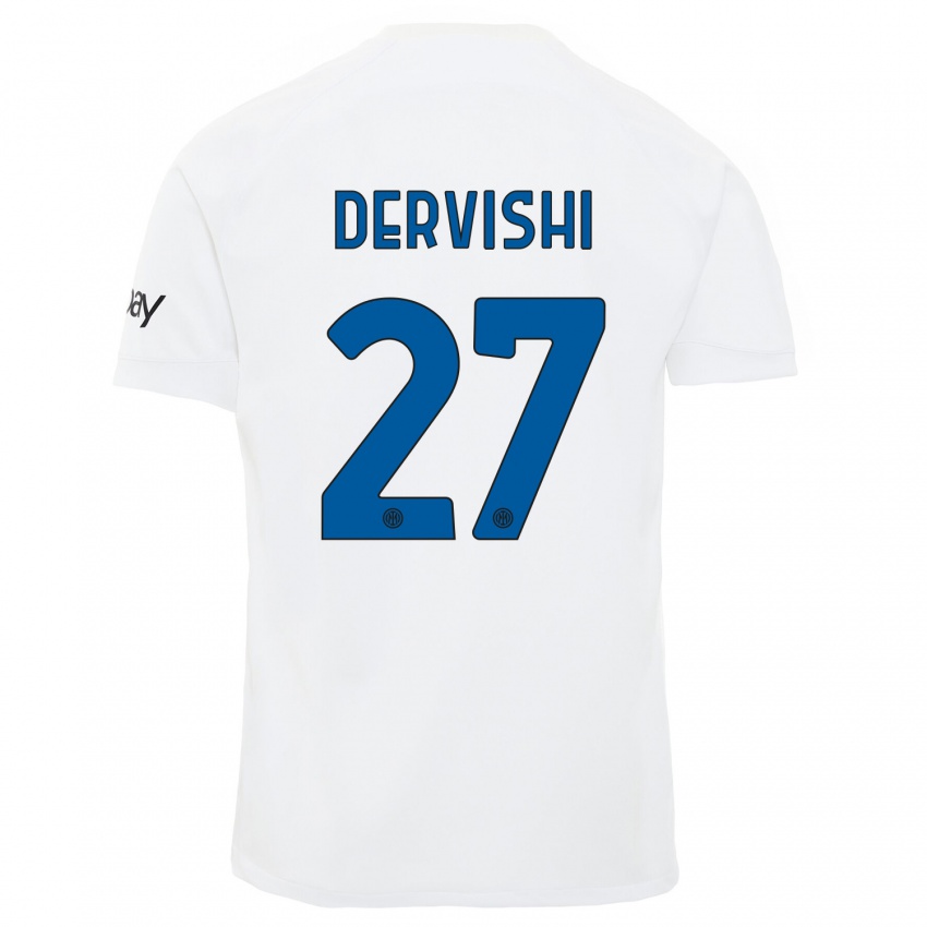 Męski Kristian Dervishi #27 Biały Wyjazdowa Koszulka 2023/24 Koszulki Klubowe