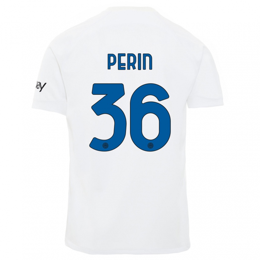 Męski Nicolo Perin #36 Biały Wyjazdowa Koszulka 2023/24 Koszulki Klubowe
